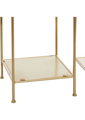 Gold Metal Contemporary Shelving Unit - Set of 2