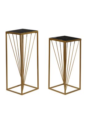 Contemporary Metal Pedestal Table - Set of 2