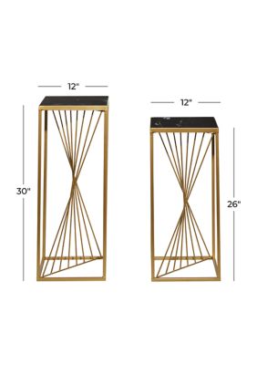 Contemporary Metal Pedestal Table - Set of 2