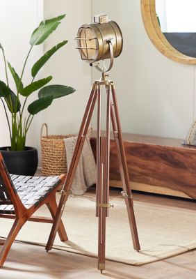 Industrial Wood Floor Lamp