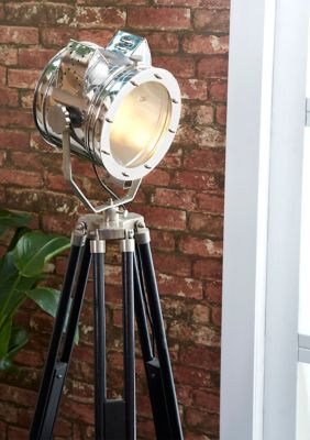 Industrial Wood Floor Lamp