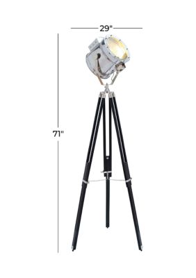 Industrial Wood Floor Lamp