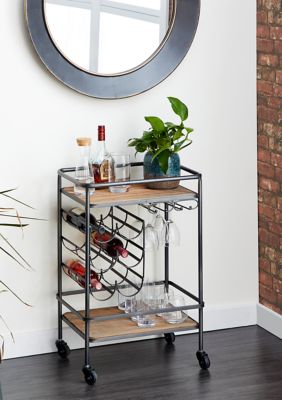 Industrial Wood Bar Cart