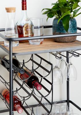 Industrial Wood Bar Cart