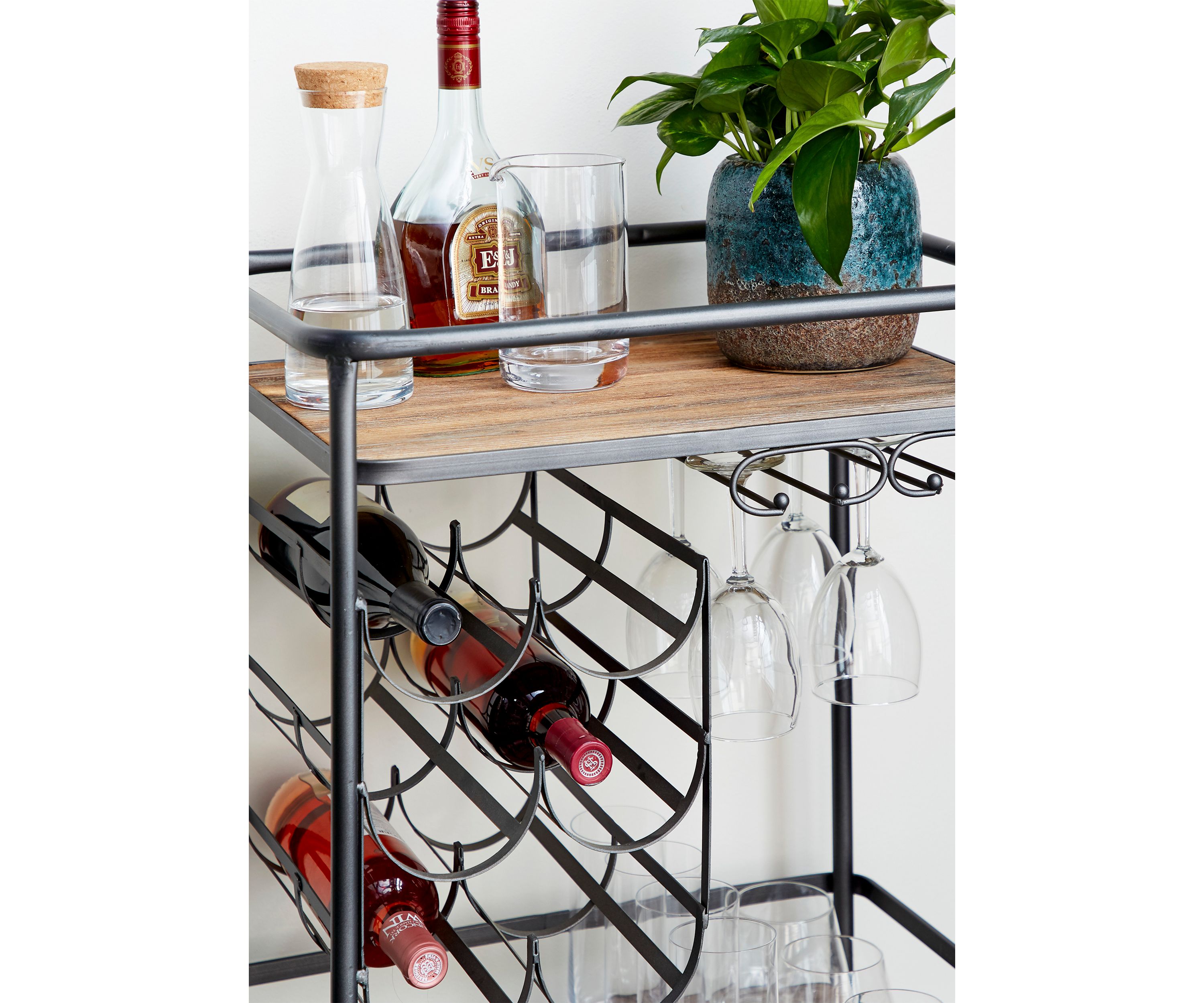 Industrial Wood Bar Cart