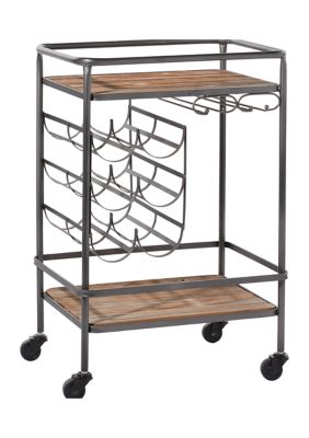 Industrial Wood Bar Cart