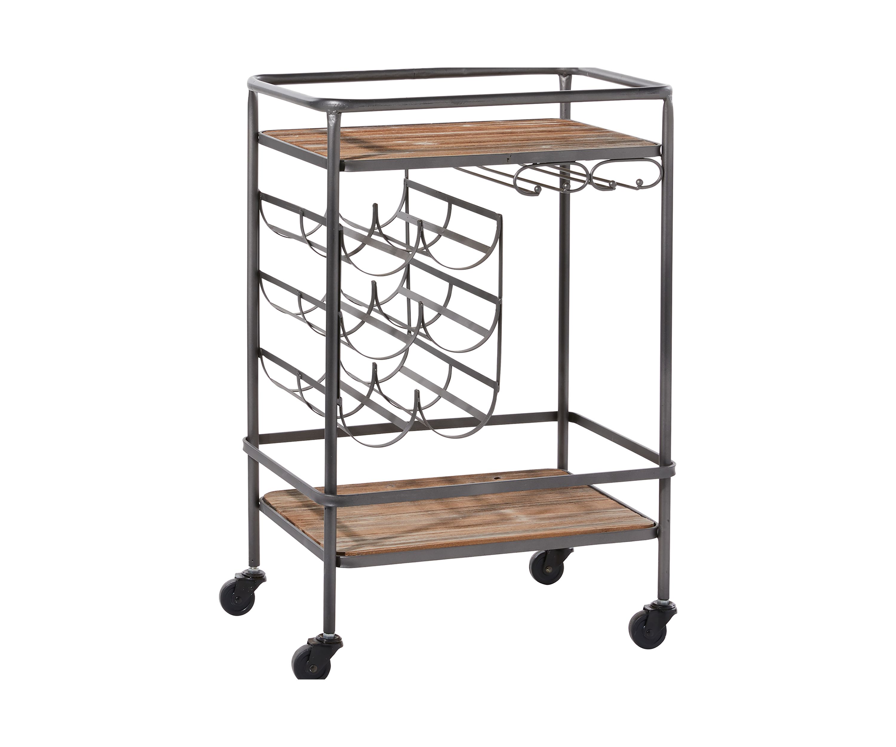 Industrial Wood Bar Cart
