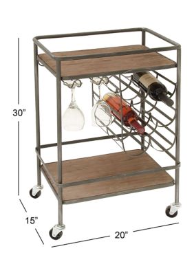 Industrial Wood Bar Cart