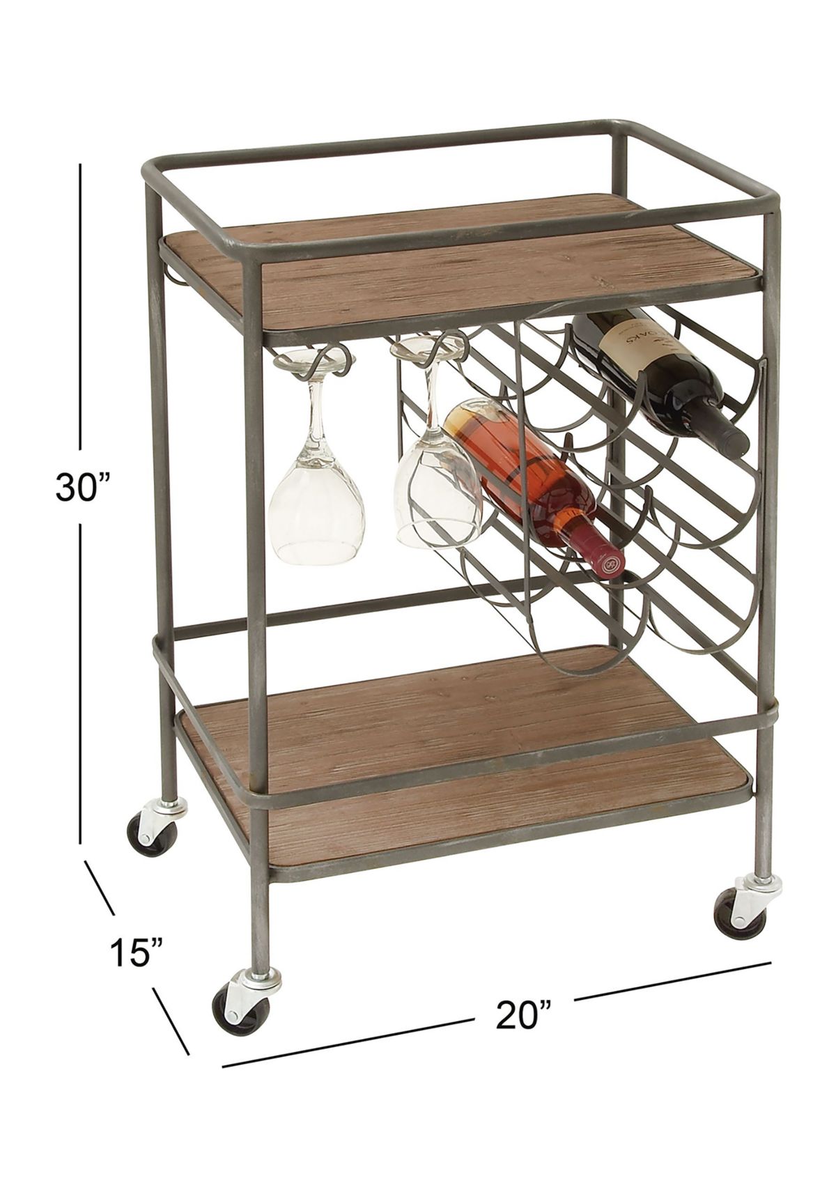 Industrial Wood Bar Cart