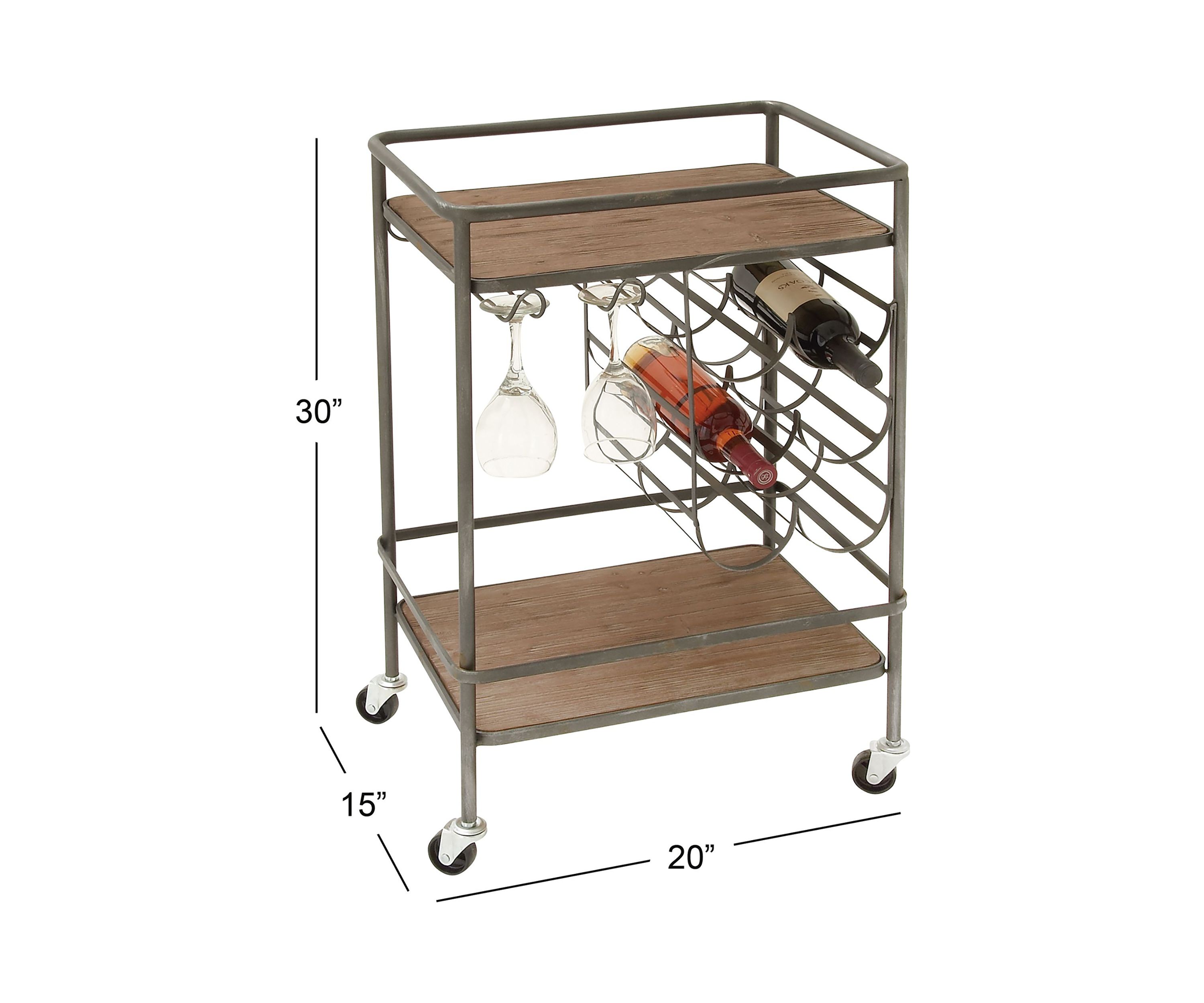 Industrial Wood Bar Cart