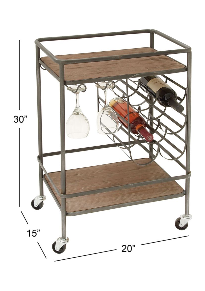 Industrial Wood Bar Cart
