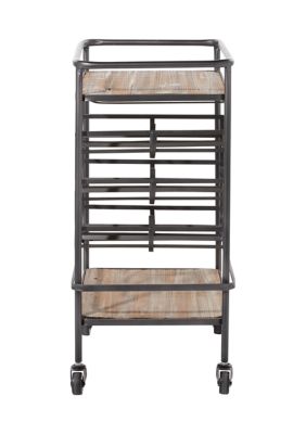 Industrial Wood Bar Cart