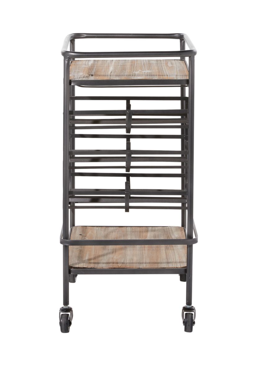 Industrial Wood Bar Cart