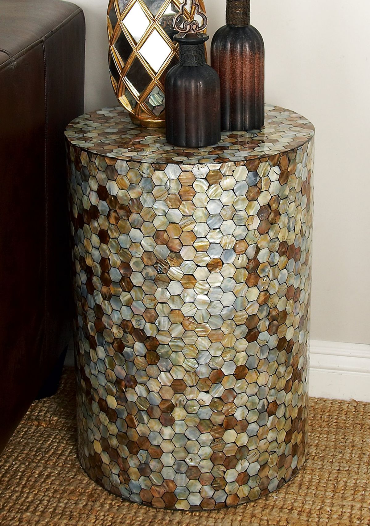 Contemporary Mother of Pearl Shell Accent Table