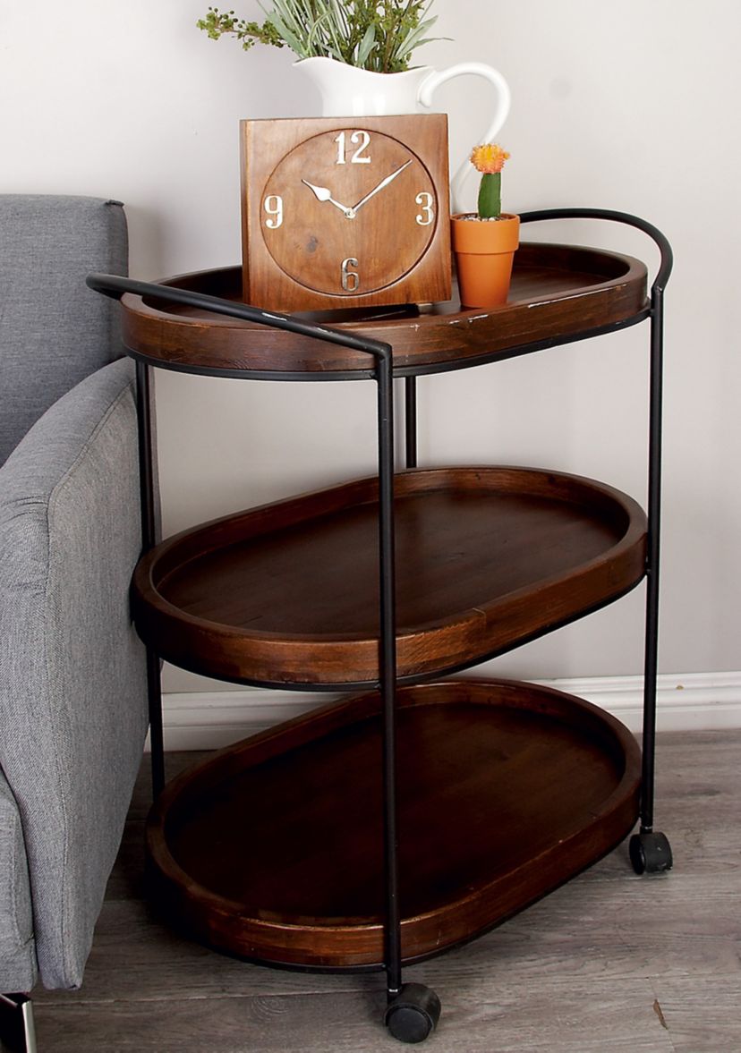 Traditional Wood Bar Cart