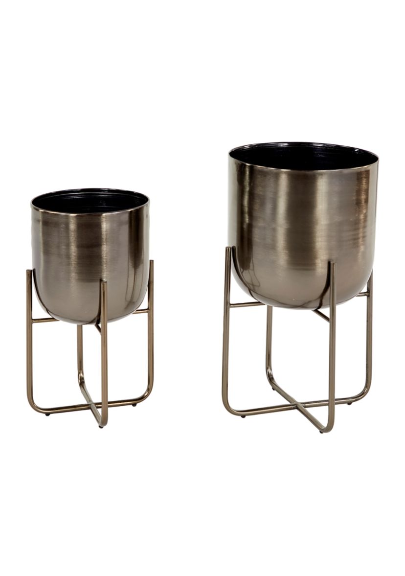 Contemporary Metal Planter - Set of 2