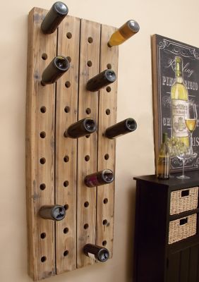 Rustic Wood Wall Wine Rack