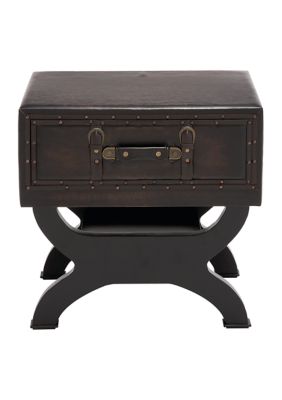 Traditional Faux Leather Accent Table