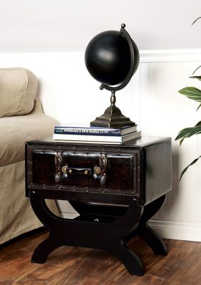 Traditional Faux Leather Accent Table