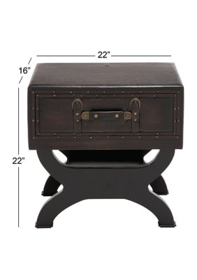 Traditional Faux Leather Accent Table