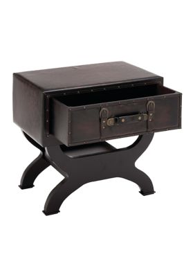 Traditional Faux Leather Accent Table