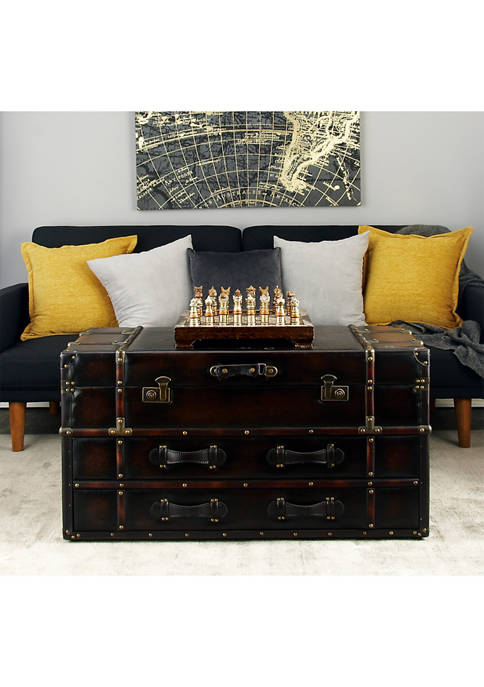 Monroe Lane Faux Leather Chest Coffee Table