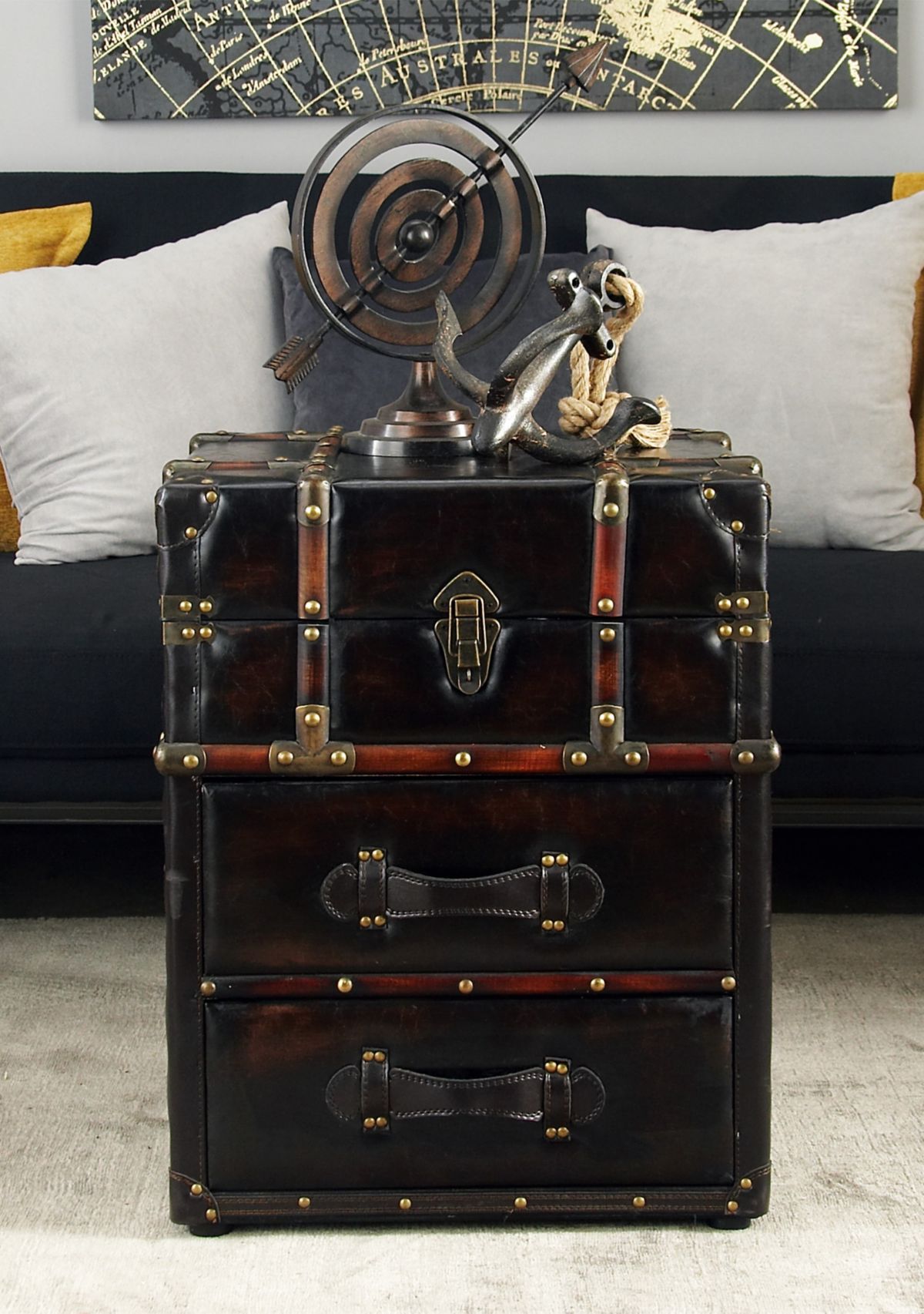 Traditional Faux Leather Cabinet