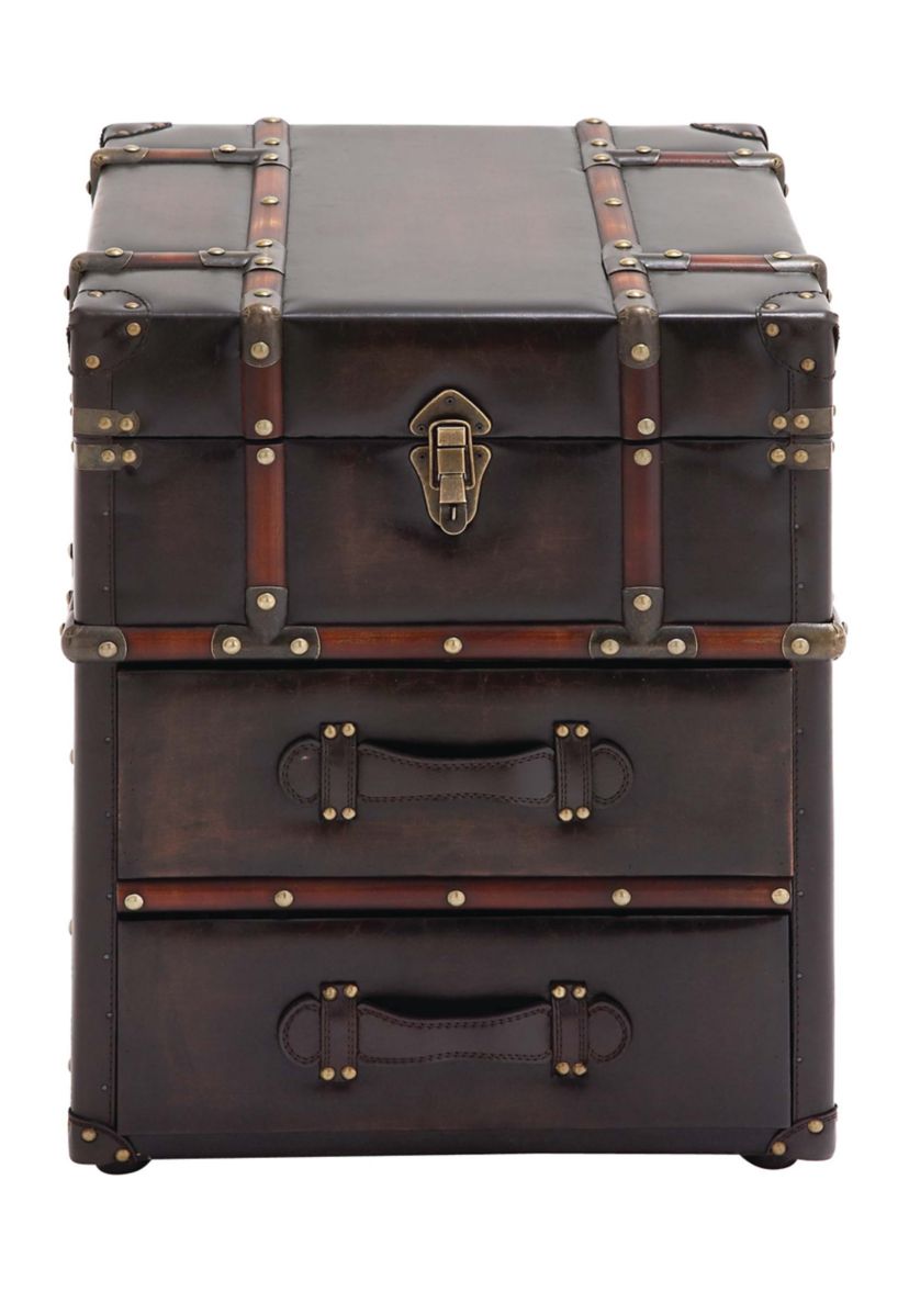 Traditional Faux Leather Cabinet