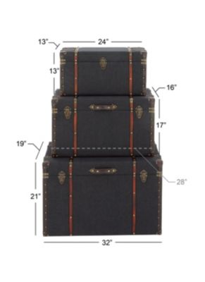 Traditional Linen Fabric Trunk - Set of 3