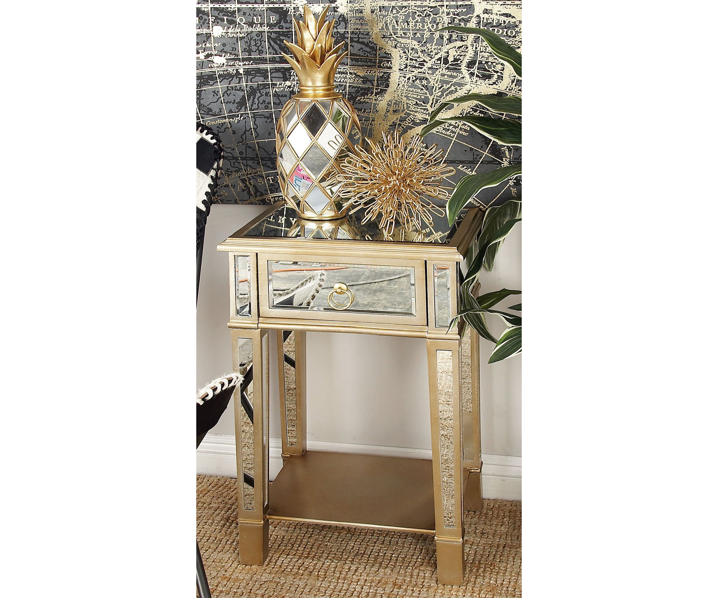 Glam Wood Accent Table