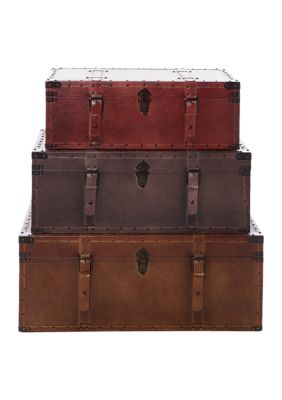 Rustic Wood Trunk - Set of 3