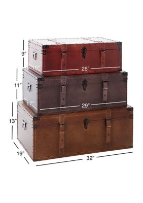 Rustic Wood Trunk - Set of 3