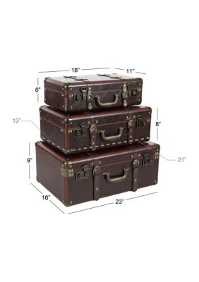 Vintage Faux Leather Trunk - Set of 3