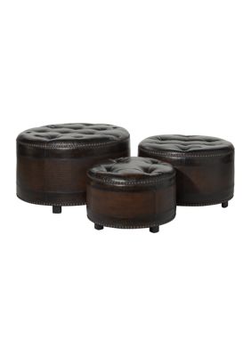 Georgia State Panthers Traditional Wooden Storage Ottoman - Set of 3