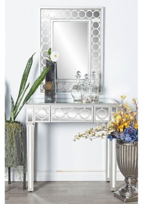 Glam Glass Console Table with Mirror - Set of 2