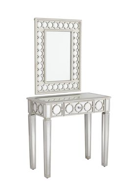 Glam Glass Console Table with Mirror - Set of 2