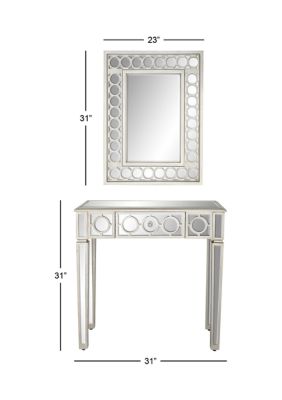 Glam Glass Console Table with Mirror - Set of 2