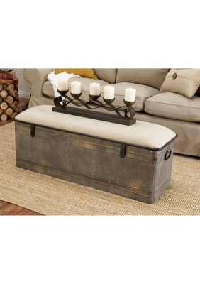 Houston Cougars Farmhouse Metal Storage Bench