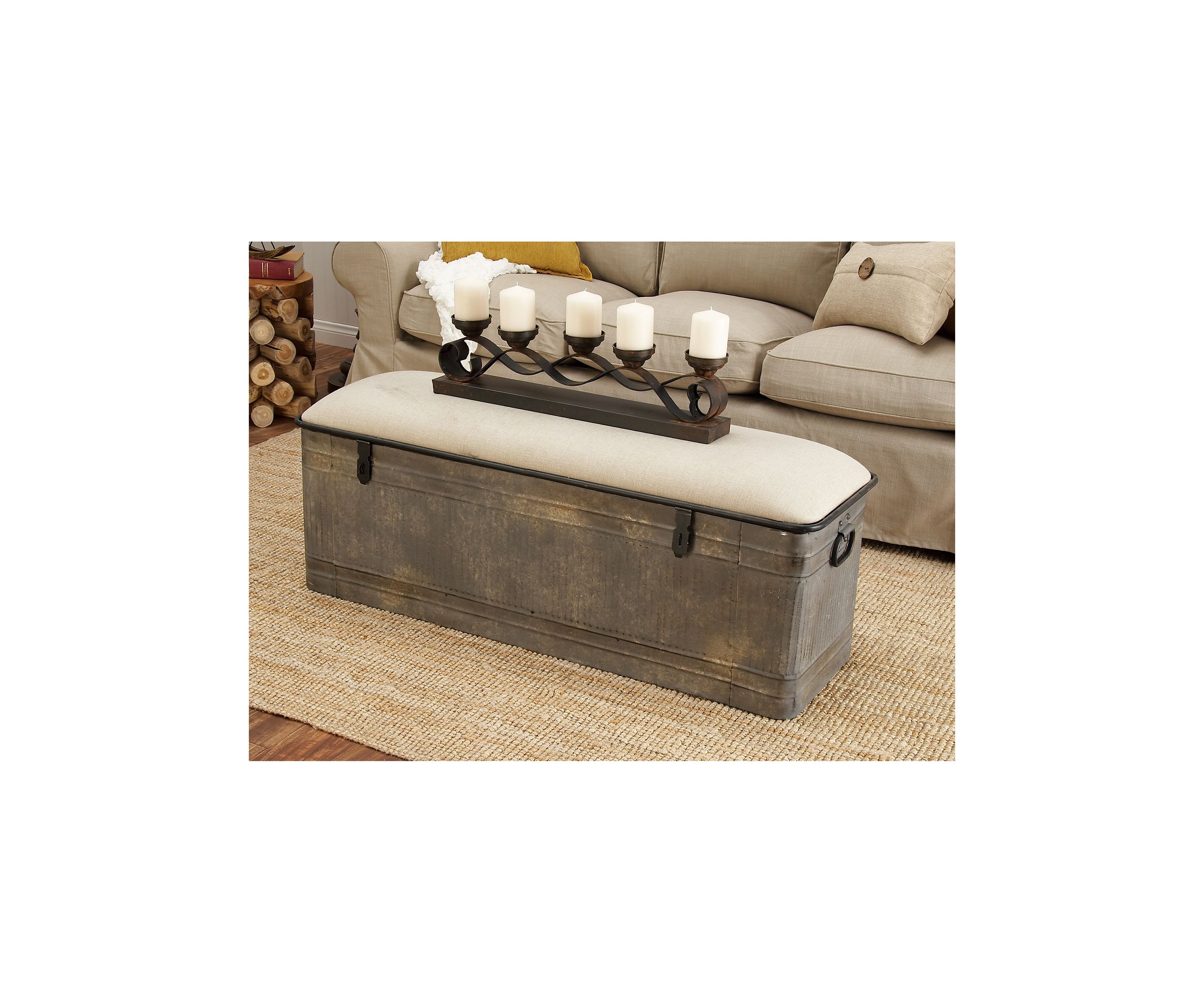 Houston Cougars Farmhouse Metal Storage Bench