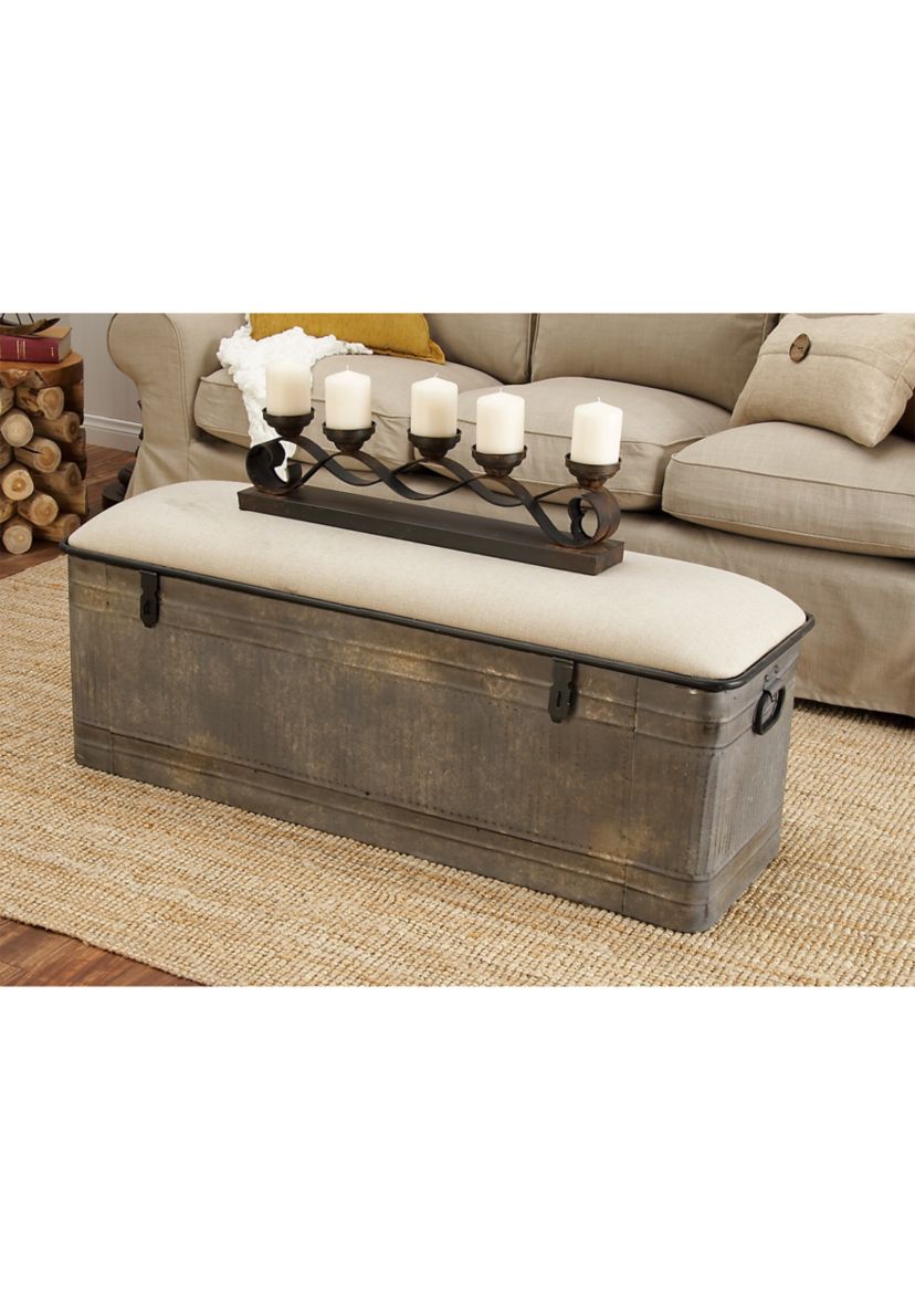 Houston Cougars Farmhouse Metal Storage Bench