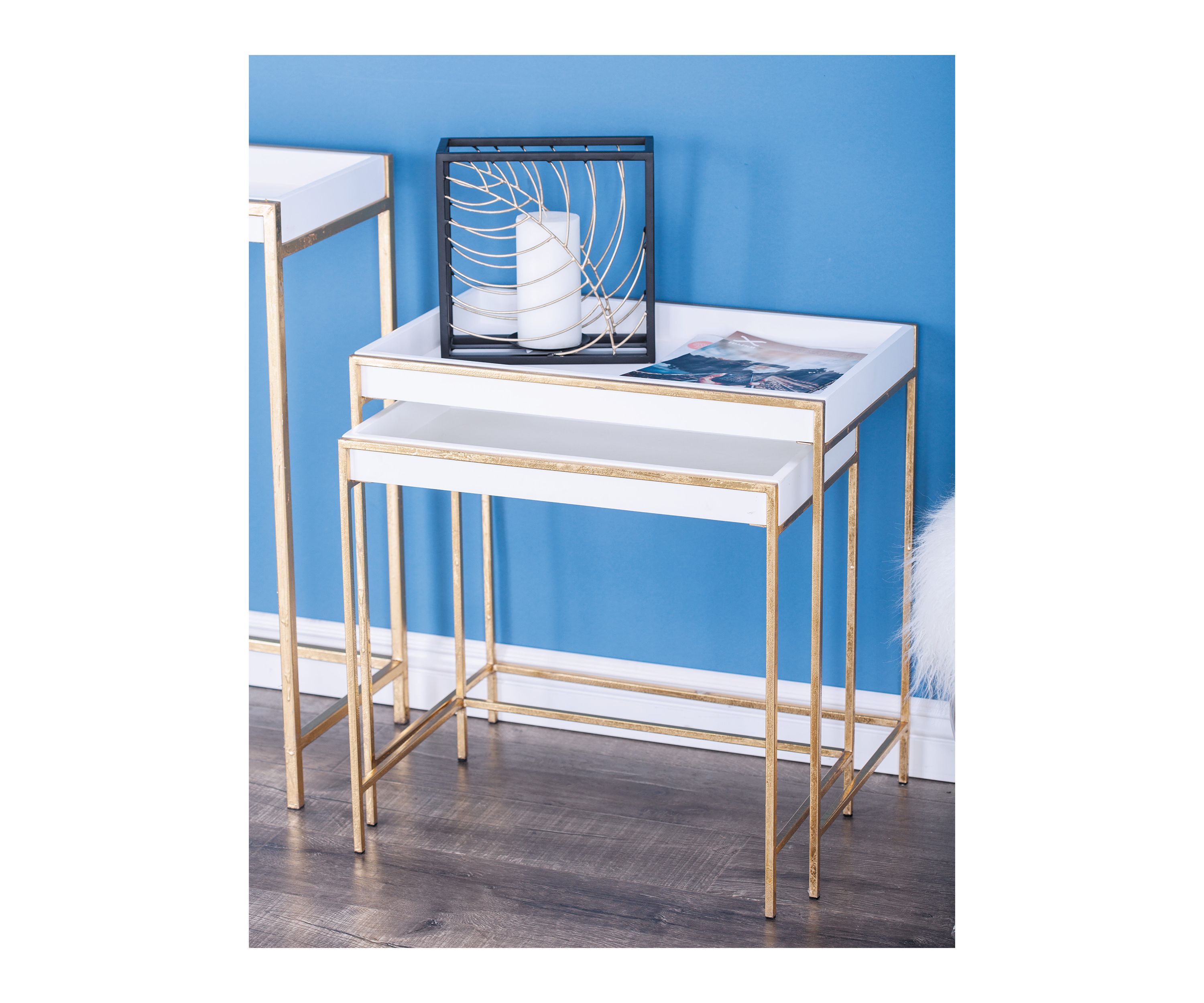 Contemporary Wood Console Table - Set of 2