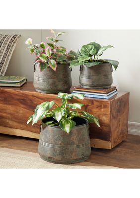 Rustic Metal Planter - Set of 3