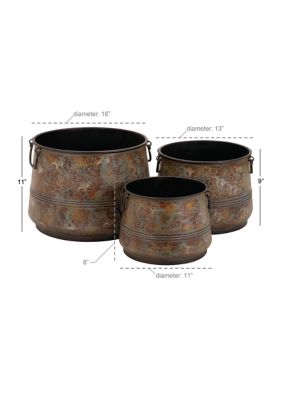 Rustic Metal Planter - Set of 3