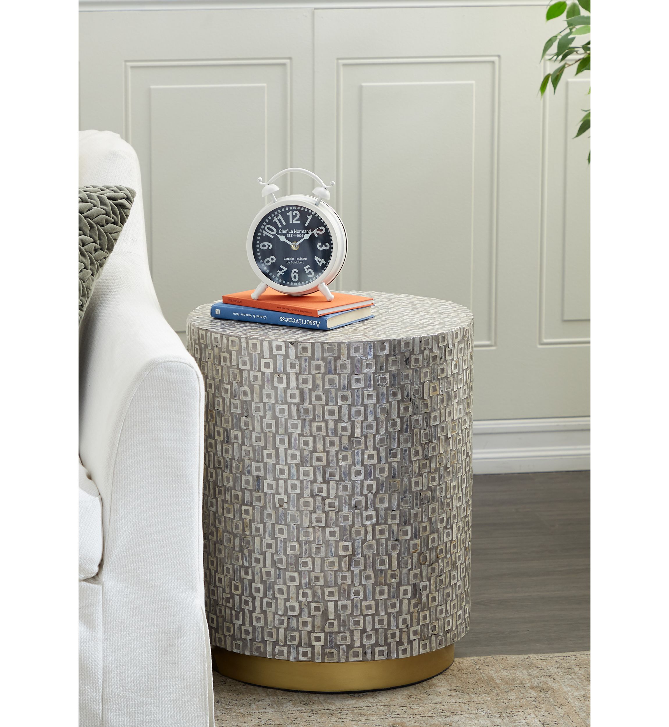 Contemporary Mother of Pearl Shell Accent Table