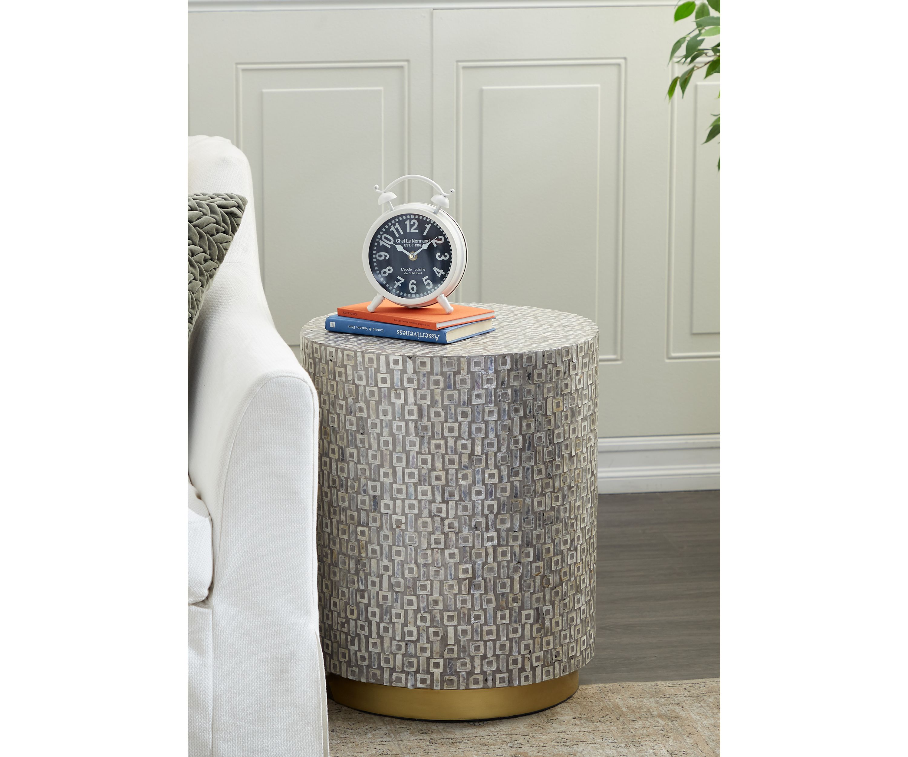 Contemporary Mother of Pearl Shell Accent Table