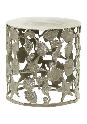 Coastal Aluminum Metal Accent Table