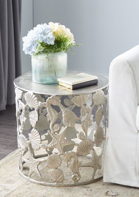 Coastal Aluminum Metal Accent Table