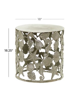 Coastal Aluminum Metal Accent Table