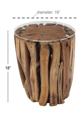 Rustic Teak Wood Accent Table