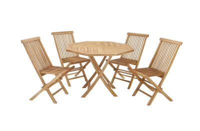 Traditional Teak Wood Outdoor Dining Set - Set of 5